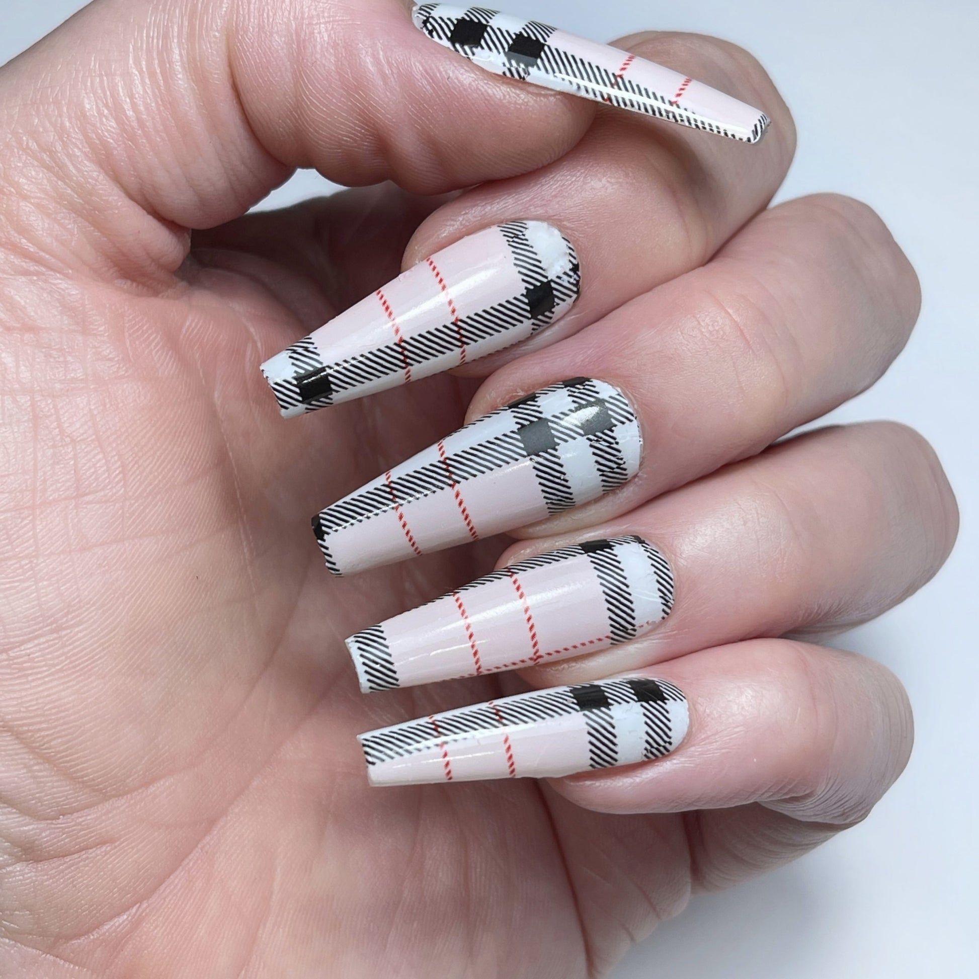 tartan check nail foil