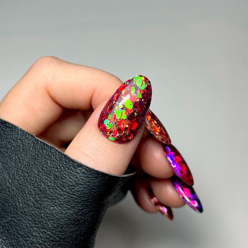 green chunky nail glitter