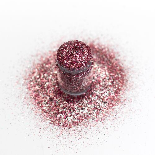 pink silver nail glitter