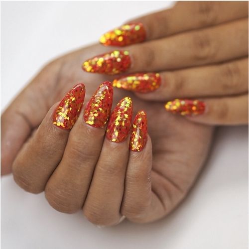 orange yellow chunky glitter