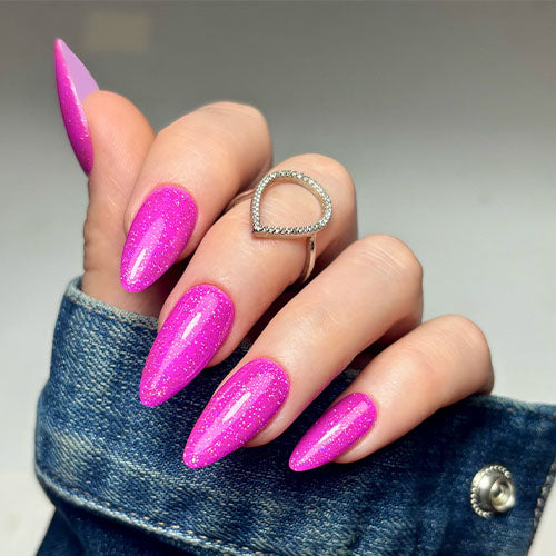 magenta pink gel hand