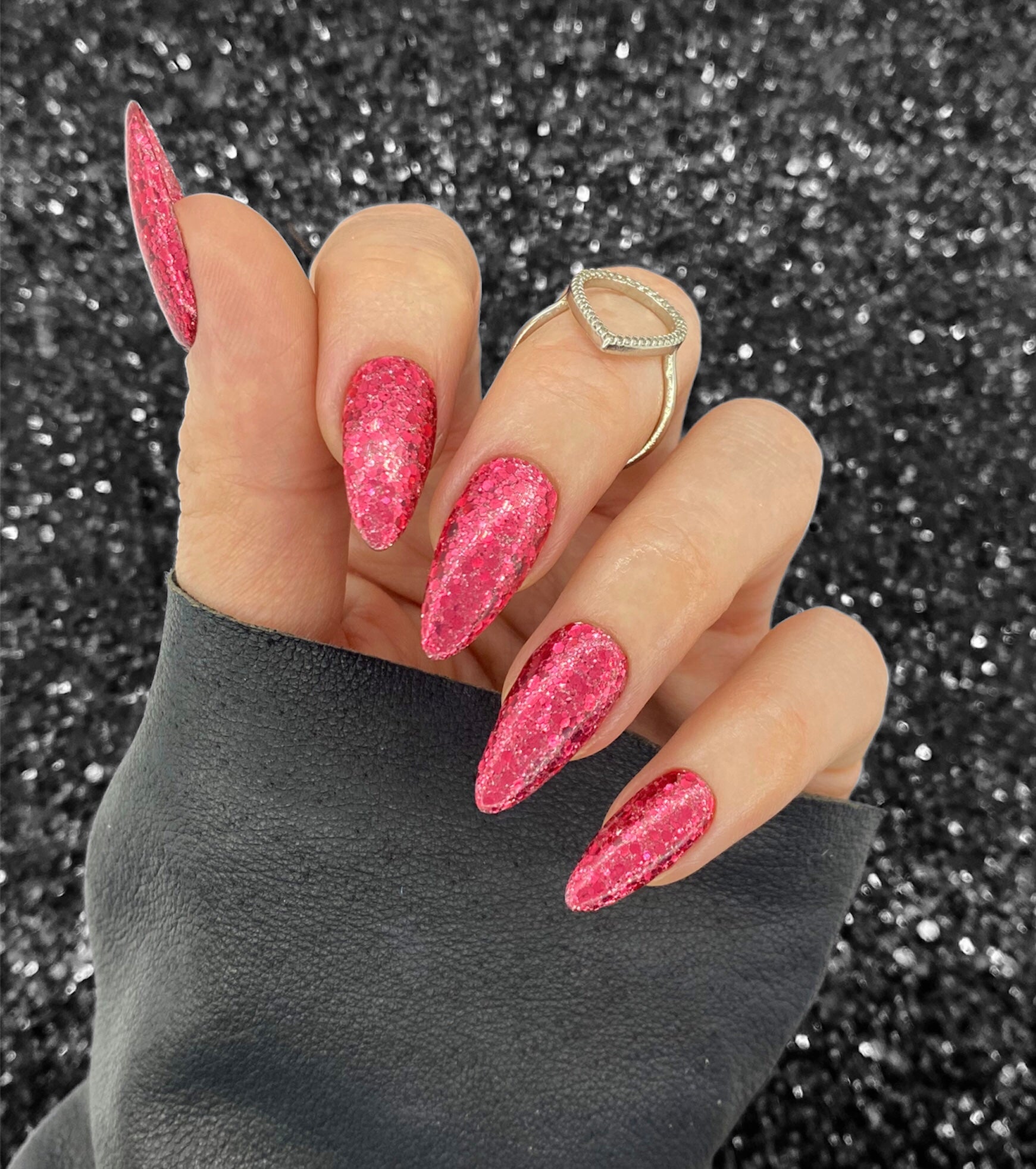 magenta multi nails