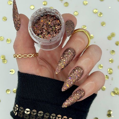 Chestnut Holographic Multi Glitz Chunky Nail Glitter