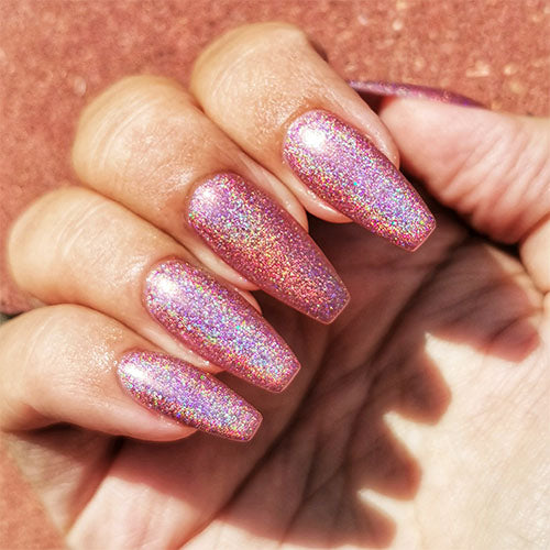 holographic pink gel polish