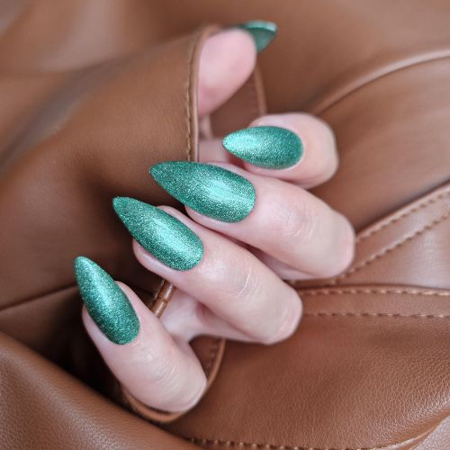 Metallic green gel polish