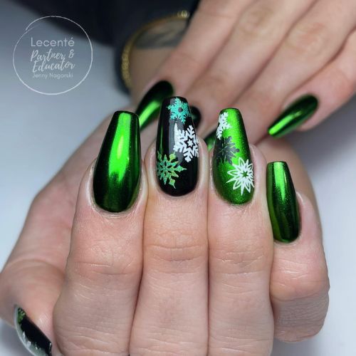 Green Chrome Nail Powder