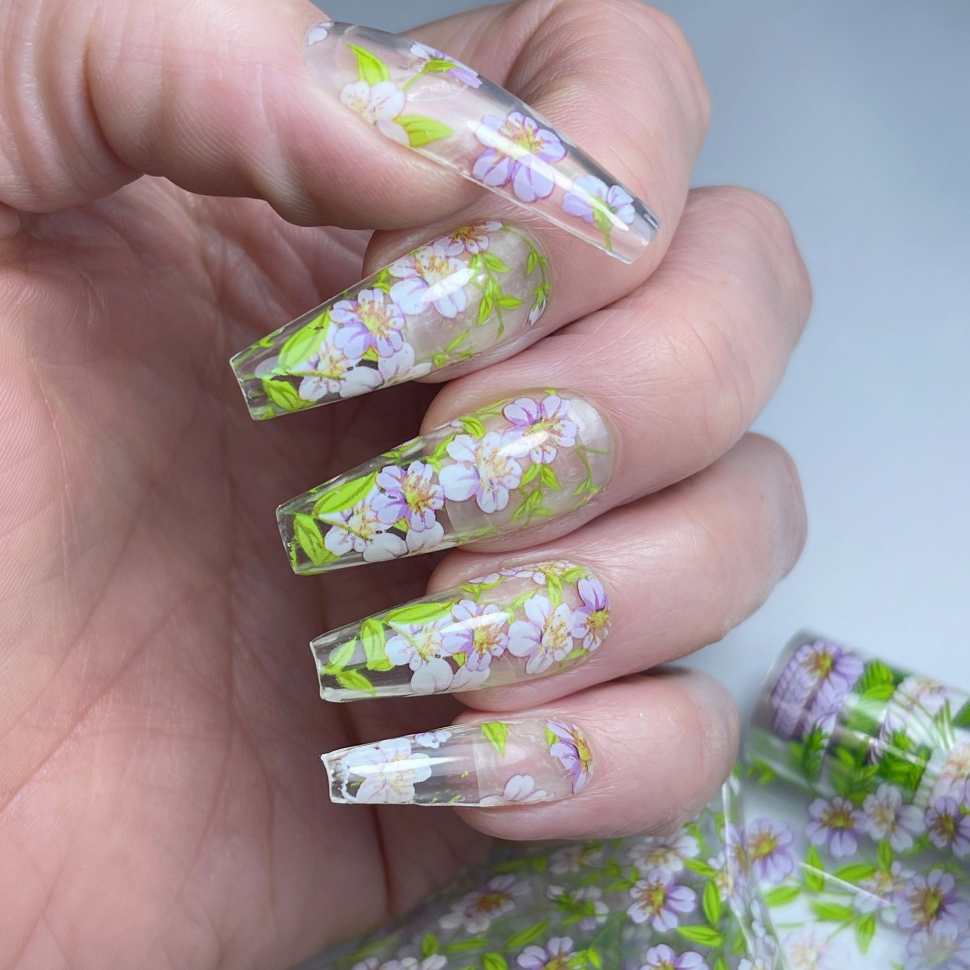 light pink flower nails