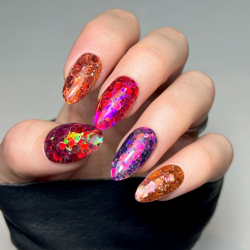 Coral Chunky Nail Glitter