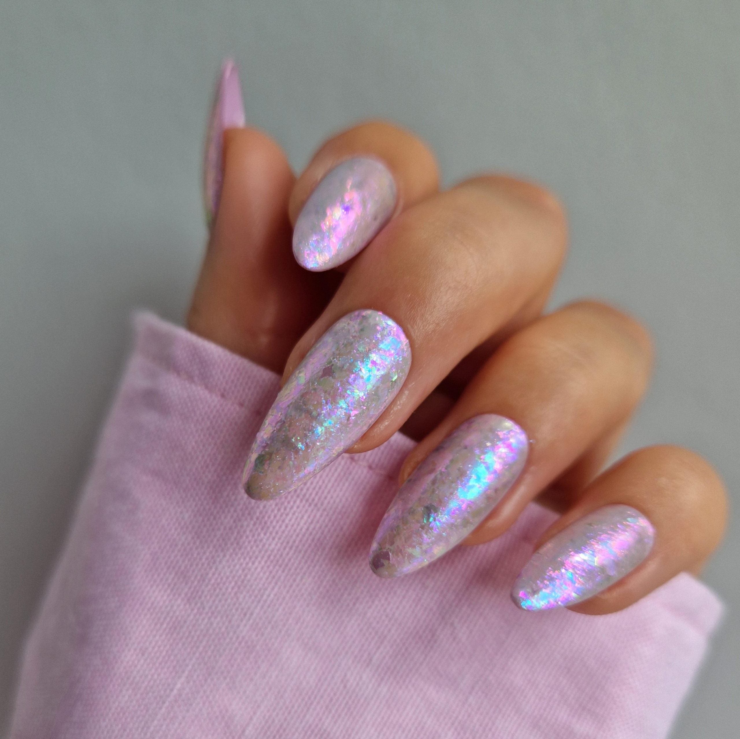 purple nail flakes