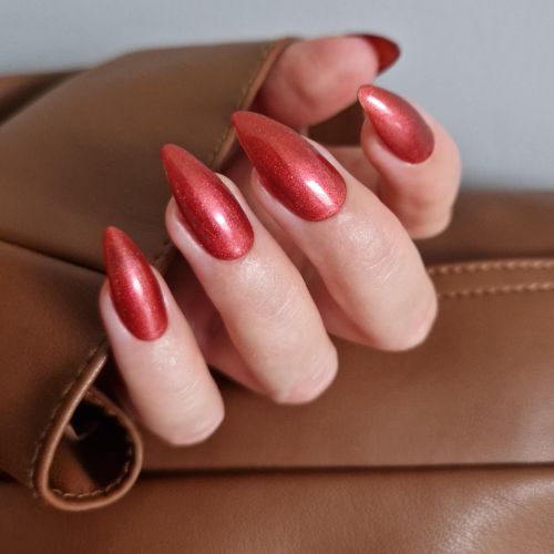 metallic red gel polish