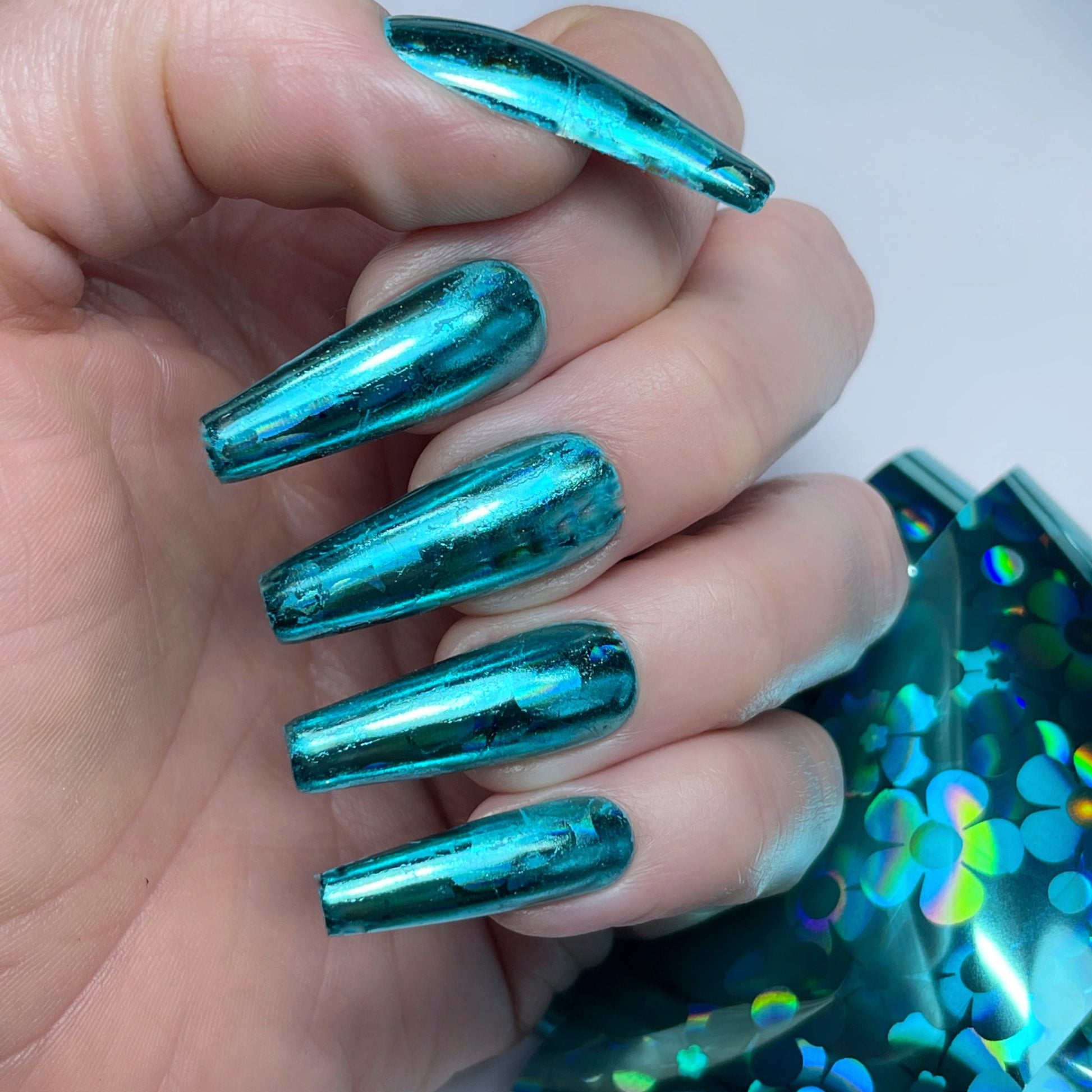 turquoise floral foil