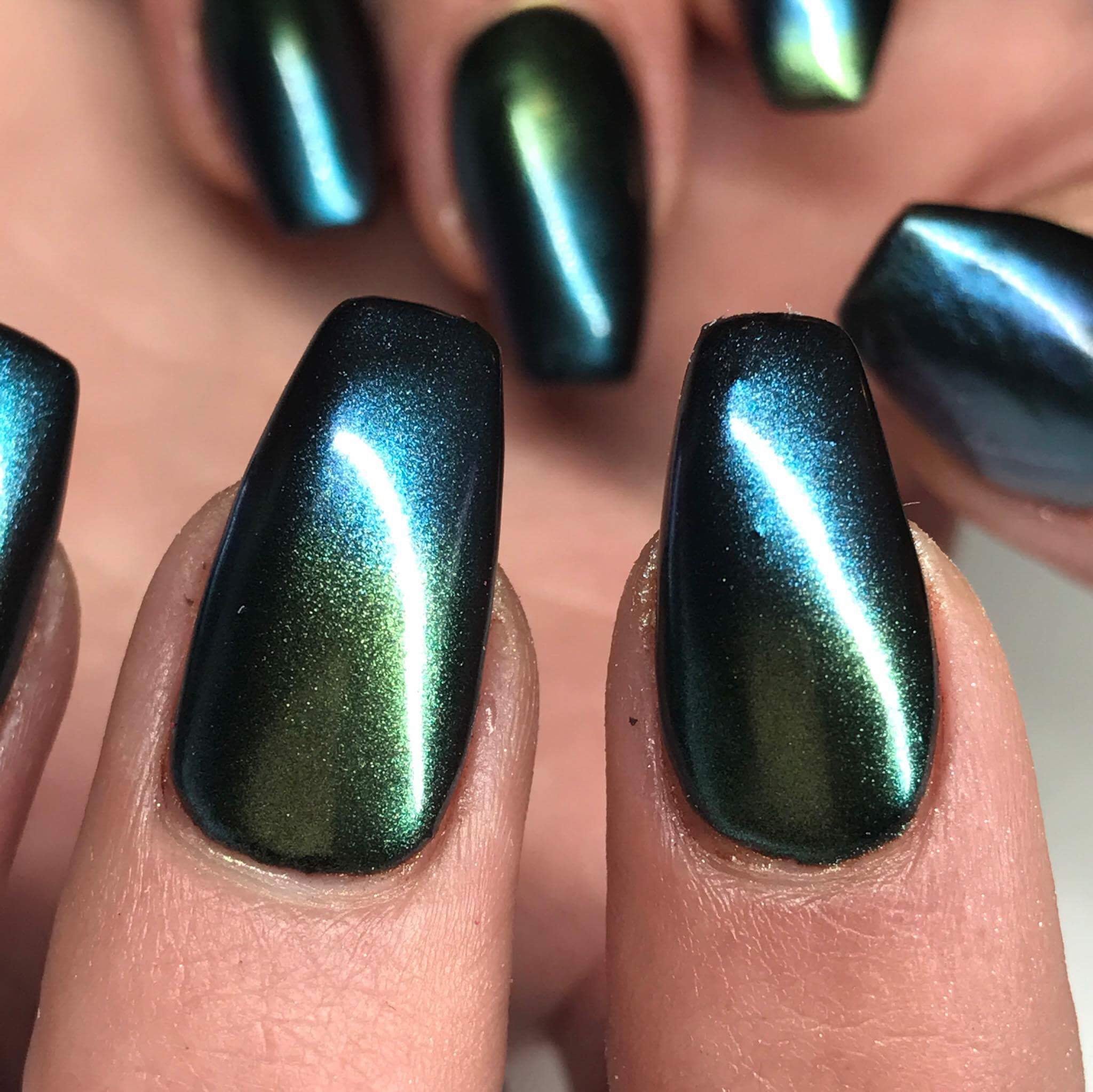 Green Chameleon Chrome Nail Powder