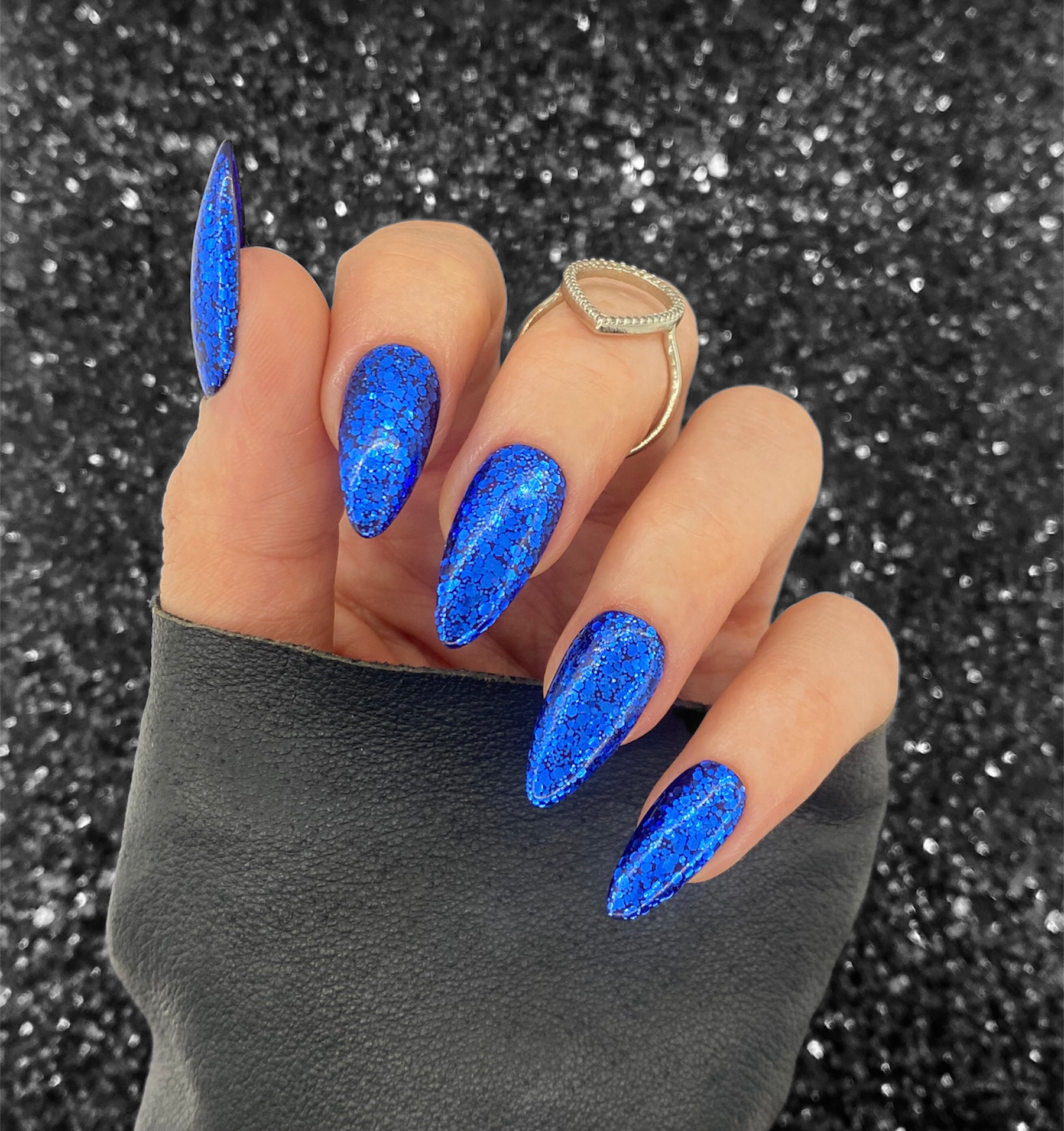 navy blue multi nails